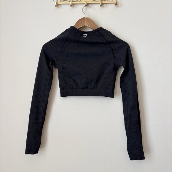 Gymshark Vital Crop Top Small Black Long Sleeve - Picture 5 of 7